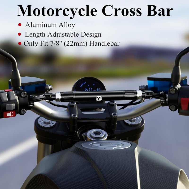 BRCOVAN Motorcycle Cross Bar, Aluminum Alloy, Length Adjustable Handlebar Extender Extension, Motorcycle Balance Bar Reinforce Lever Fit for Handlebars 22mm in Diameter - Image 2
